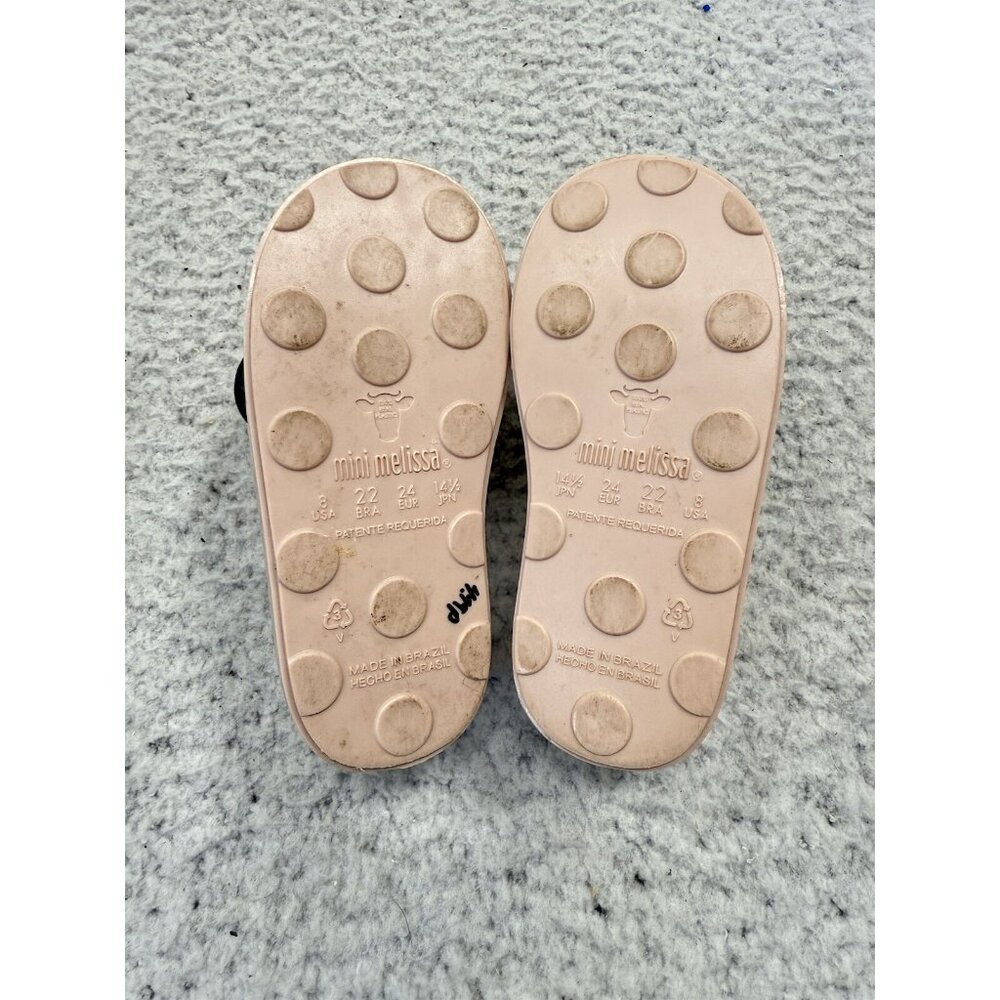 Mini Melissa Minnie Mouse Ear Polka Dot Bow Shoes Toddler Girl 8 Pink Black - Picture 6 of 9